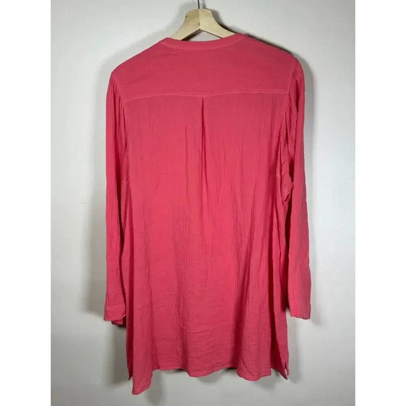 J.Jill pure Jill pink Slub Cotton Long Sleeve Tunic Button Front XL Lagenlook - Picture 7 of 12